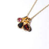 (ピンクトルマリン&ガーネット&ブラックオニキス/gold) posy charm necklace