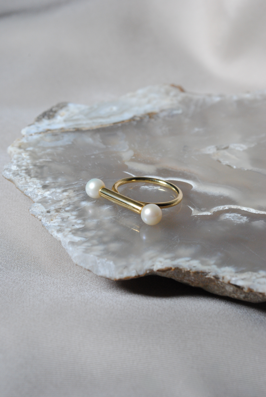 (パール/gold) baton  ring