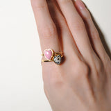 (ダルメシアンジャスパー/gold) mini long heart ring