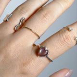 (グレームーンストーン/silver) mini long heart ring