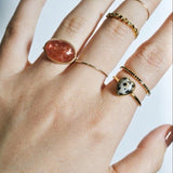 (ダルメシアンジャスパー/gold) mini long heart ring