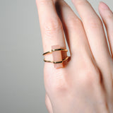(ピーチムーンストーン/gold) rect bandage ring