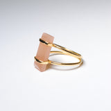 (ピーチムーンストーン/gold) rect bandage ring