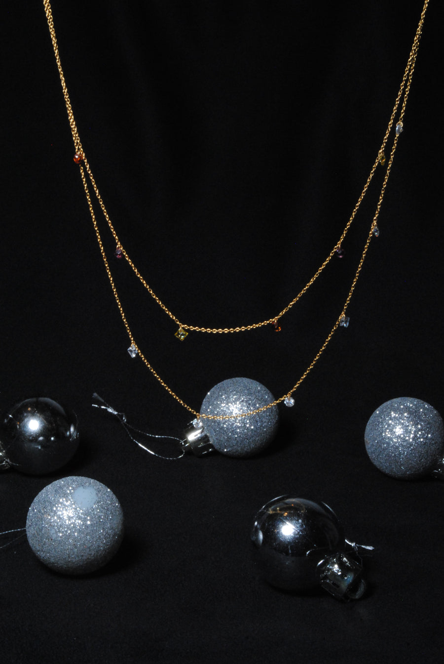 (マルチサファイア_ピンクトルマリン/gold) nude multi shape necklace