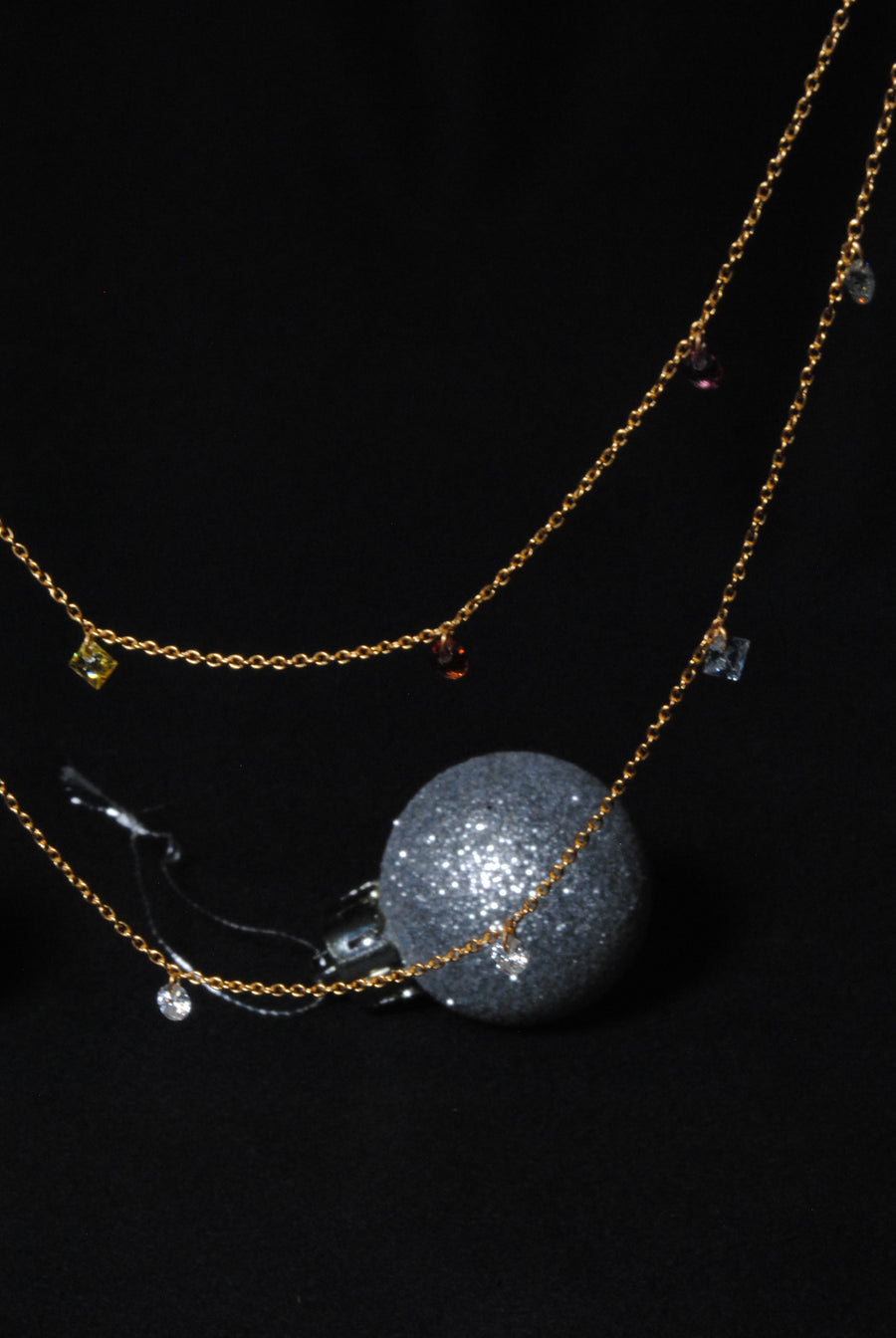 (マルチサファイア_ピンクトルマリン/gold) nude multi shape necklace