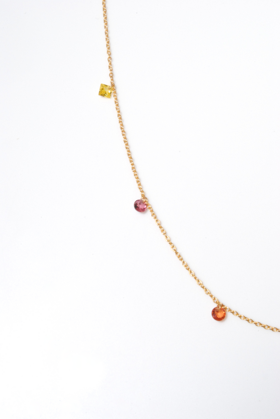 (マルチサファイア_ピンクトルマリン/gold) nude multi shape necklace