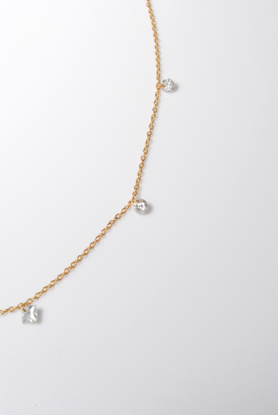 (モアサナイト/gold) nude multi shape necklace