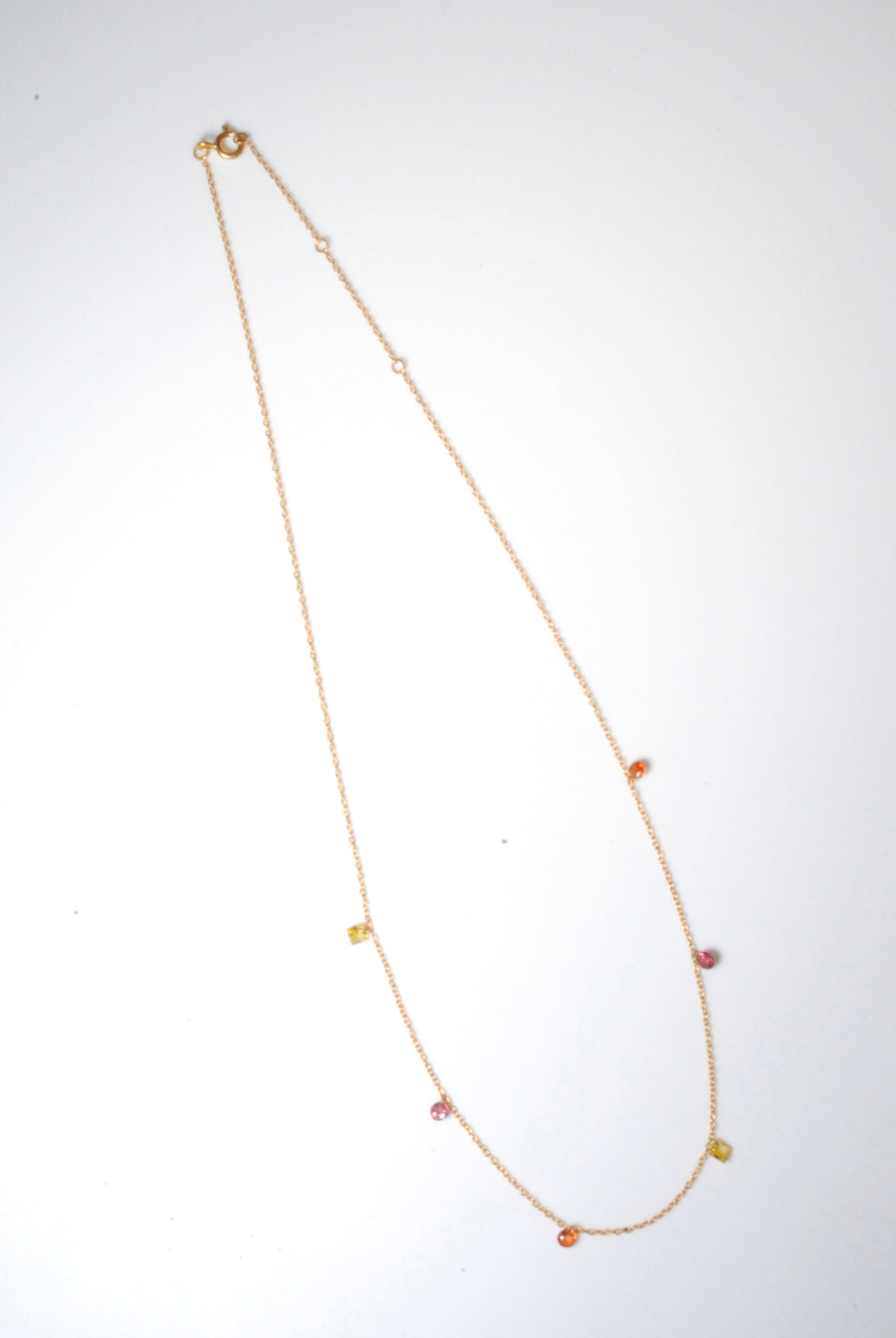 (マルチサファイア_ピンクトルマリン/gold) nude multi shape necklace