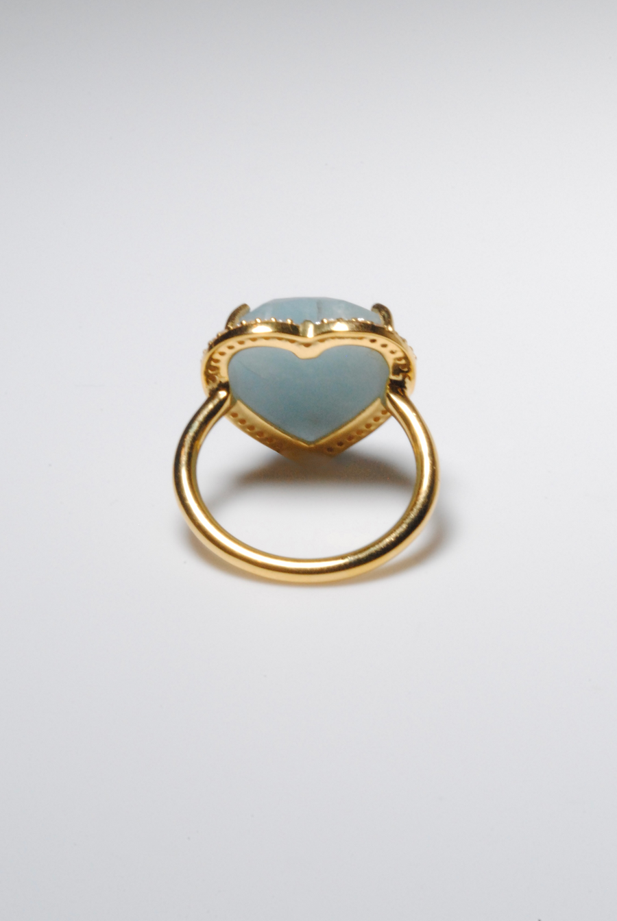 (ミルキーアクアマリン/gold) heart 4 u ring