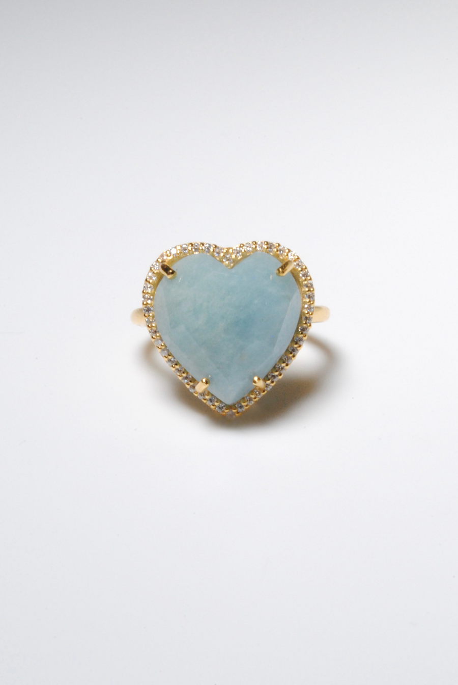 (ミルキーアクアマリン/gold) heart 4 u ring