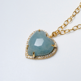 (ミルキーアクアマリン/gold) heart 4 u necklace