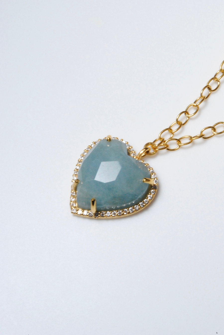 (ミルキーアクアマリン/gold) heart 4 u necklace