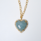 (ミルキーアクアマリン/gold) heart 4 u necklace