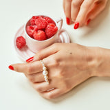 (ブラックパール/ gold ) waving pearl double finger ring