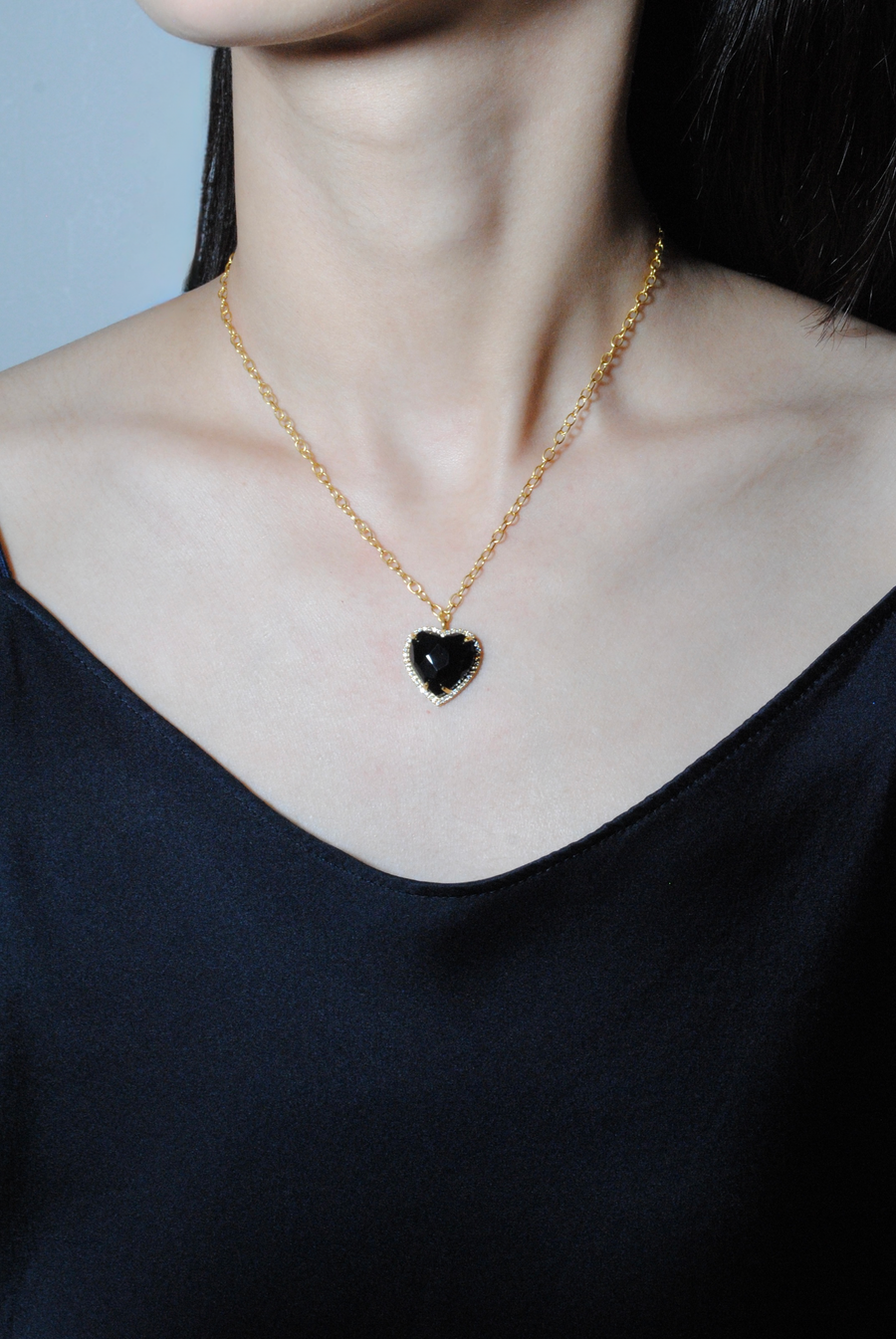 (ブラックオニキス/gold) heart 4 u necklace