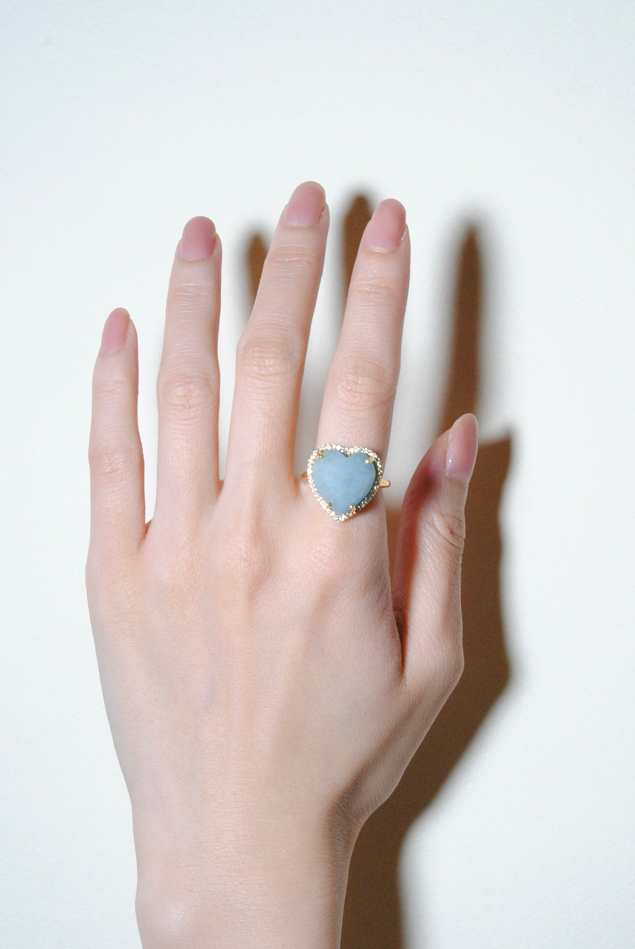 (ミルキーアクアマリン/gold) heart 4 u ring