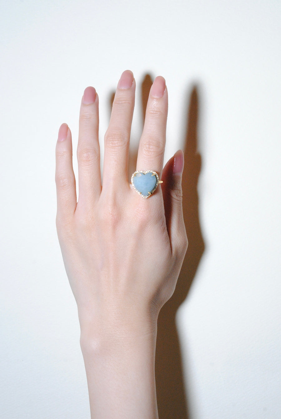 (ミルキーアクアマリン/gold) heart 4 u ring
