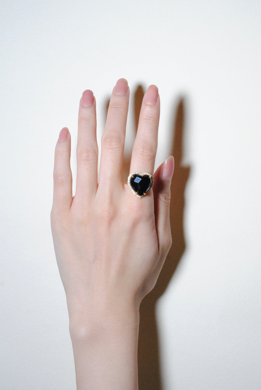 (ブラックオニキス/gold) heart 4 u ring