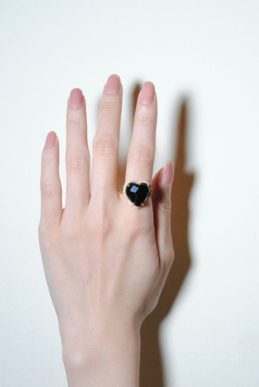 (ブラックオニキス/gold) heart 4 u ring