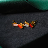 (ピーチムーンストーン/gold) mini rect boad earring
