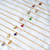 (エチオピアンオパール/gold-silver) birth pinky necklace【10月誕生石】