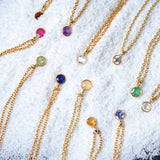 (エチオピアンオパール/gold-silver) birth pinky necklace【10月誕生石】