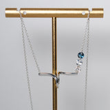 (アクアマリン&モアサナイト&ロンドンブルートパーズ/silver) luminous tail necklace