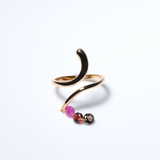 (ルビー&ガーネット&スモーキークォーツ/gold) luminous tail ring