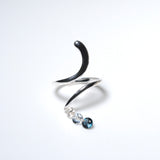 (アクアマリン&モアサナイト&ロンドンブルートパーズ/silver) luminous tail ring