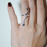 (アクアマリン&モアサナイト&ロンドンブルートパーズ/silver) luminous tail ring