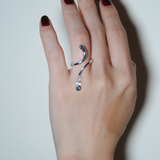 (アクアマリン&モアサナイト&ロンドンブルートパーズ/silver) luminous tail ring