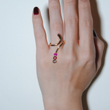 (ルビー&ガーネット&スモーキークォーツ/gold) luminous tail ring