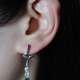 (アクアマリン&モアサナイト&ロンドンブルートパーズ/silver) luminous tail earring