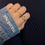 (モアサナイト/gold) straight bar double finger ring