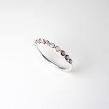 (レインボームーンストーン&ラベンダーアメジスト＆ブルートパーズ/silver) dot half eternity ring