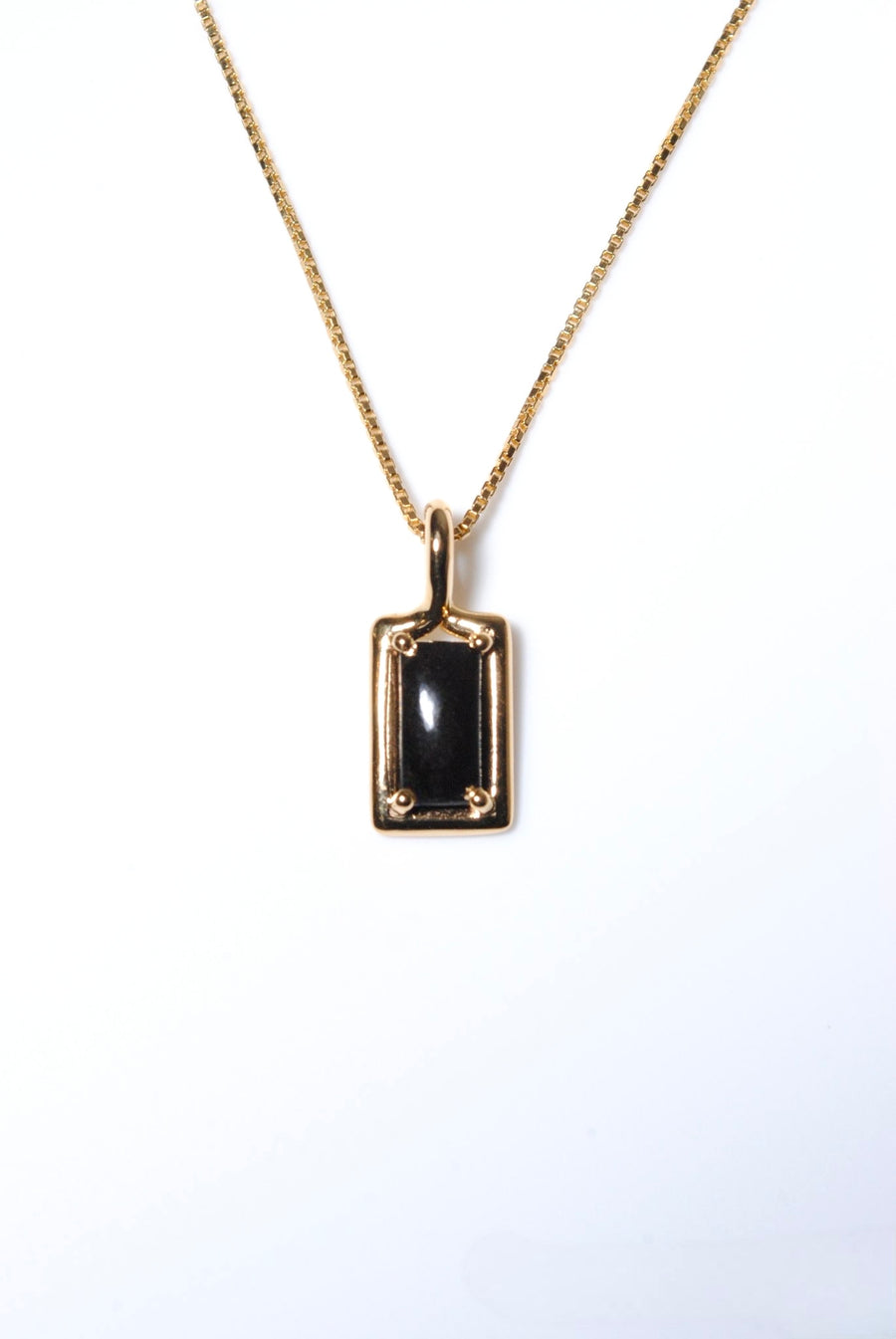 (ブラックジャスパー/gold) rope around-rect- necklace