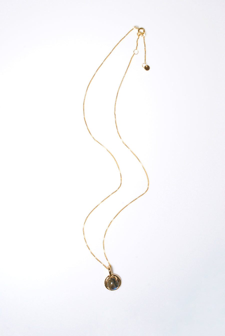 (ラブラドライト/gold) rope around-circle- necklace