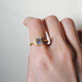 (ラブラドライト/gold) mini frame pave ring