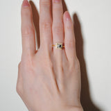 (ダルメシアンジャスパー/gold) mini frame pave ring