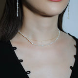 (パール・モアサナイト/silver) 2way baby pearl pierced earring