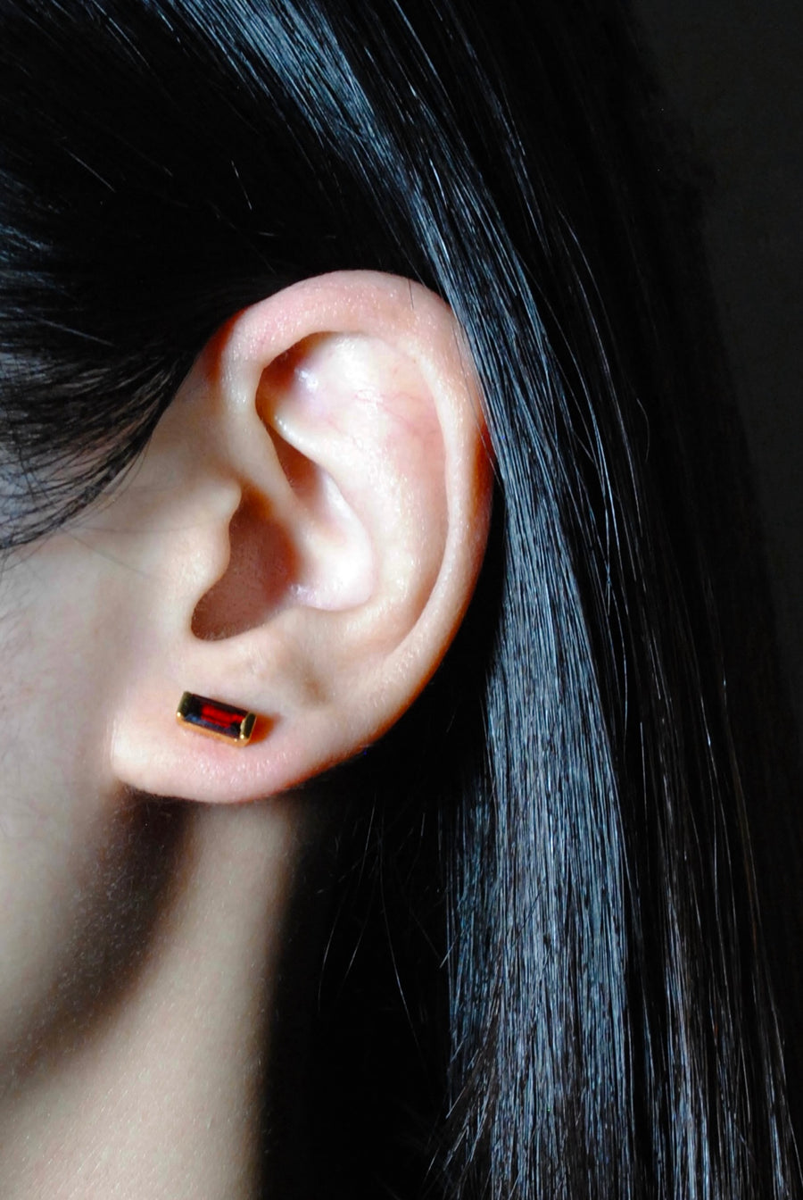 (ガーネット/gold) mini rect boad earring