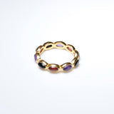 (ブラックオニキス&アメジスト&ガーネット /gold) oval horizon CAB eternity ring