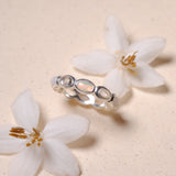 (エチオピアンオパール&レインボームーンストーン&クリスタル/silver) oval horizon CAB eternity ring