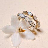 (Rainbow Moonstone/gold) oval horizon CAB eternity ring