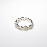 (エチオピアンオパール&レインボームーンストーン&クリスタル/silver) oval horizon CAB eternity ring