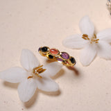 (ブラックオニキス&アメジスト&ガーネット /gold) oval horizon CAB eternity ring