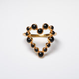 (ブラックオニキス/gold) bubble heart ring
