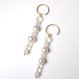 (パール&レインボームーンストーン&クリスタル/gold) bubble ball  earring