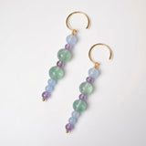 (グリーンフローライト&アメジスト&アクアカルセドニー/gold) bubble ball  earring
