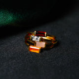 (ガーネット/gold) mini rect boad ring